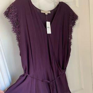 LOFT Wrap Shirt with Lace shoulder